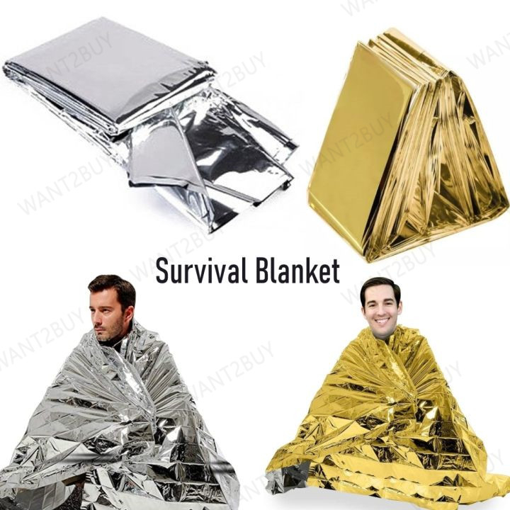 Emergency Blanket Camping Outdoor Safety Keep Warm Wind Proof First Aid Rescue Kecermasan Thermal Survival Kit 户外求生保温毯