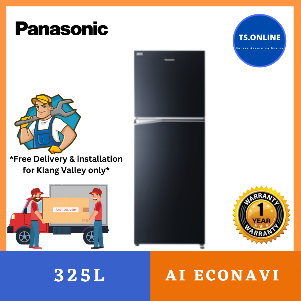 (FREE SHIPPING KL&SEL !) Panasonic NR-TV341BPSM/NR-TV341BPKM 325L Inverter Energy Saving 2-Door Top Freezer Refrigerator