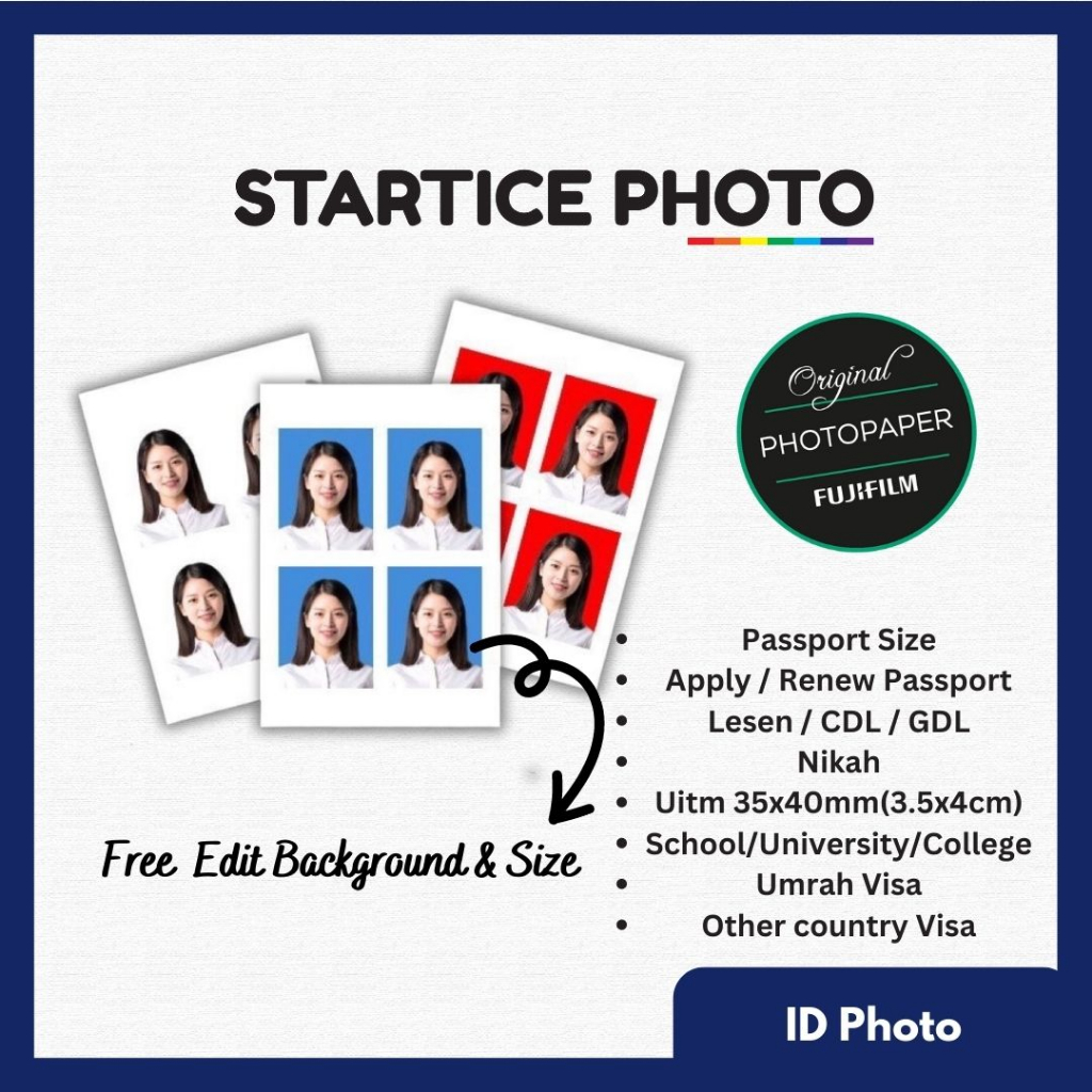 Cuci Gambar Passport / Passport Photo Print (Kalis Air)(Edit Latar Belakang Percuma)