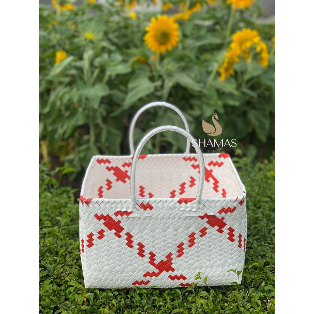 Picnic Bucket / Bakul Anyaman Hamper & Gift - Handcrafted & Handwoven Traditional Tote Penan Bag Sarawak Ready Stock