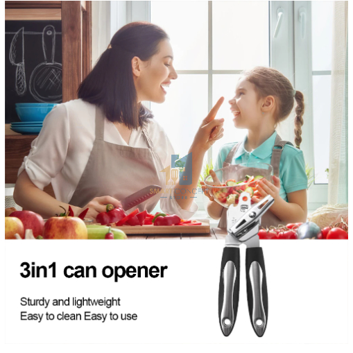 Professional 3in1 Can opener manual stainless steel multifunctional powerful canning knife opener Pembuka Tin Alat Dapur