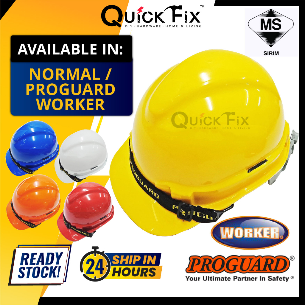 QuickFix PROGUARD SIRIM Safety Helmet Hard Hat Site Construction Worker Yellow White Orange Blue Red