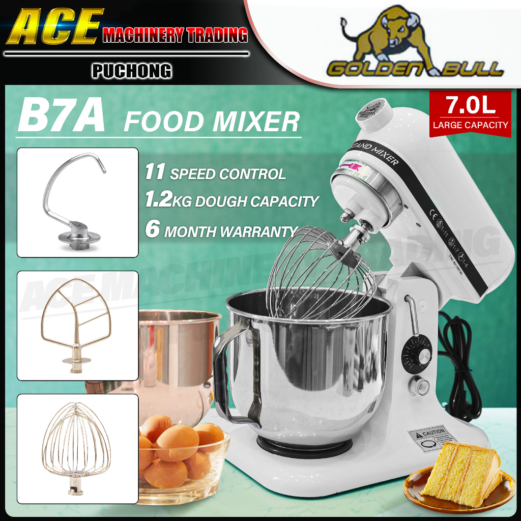 Golden Bull B7 Commercial Food Mixer Stand Mixer 7 Liter 1.2kg Dough 300w 10 Speed Adjustable Cake Mixer Baking