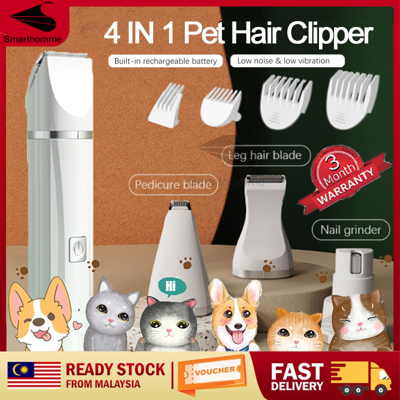 4 In 1 Crodless Pet Hair Clippers Shaver Set Pet Trimmer Machine Nail Grinder Low Noise Paw Grooming For Dog Cat 宠物剃毛器