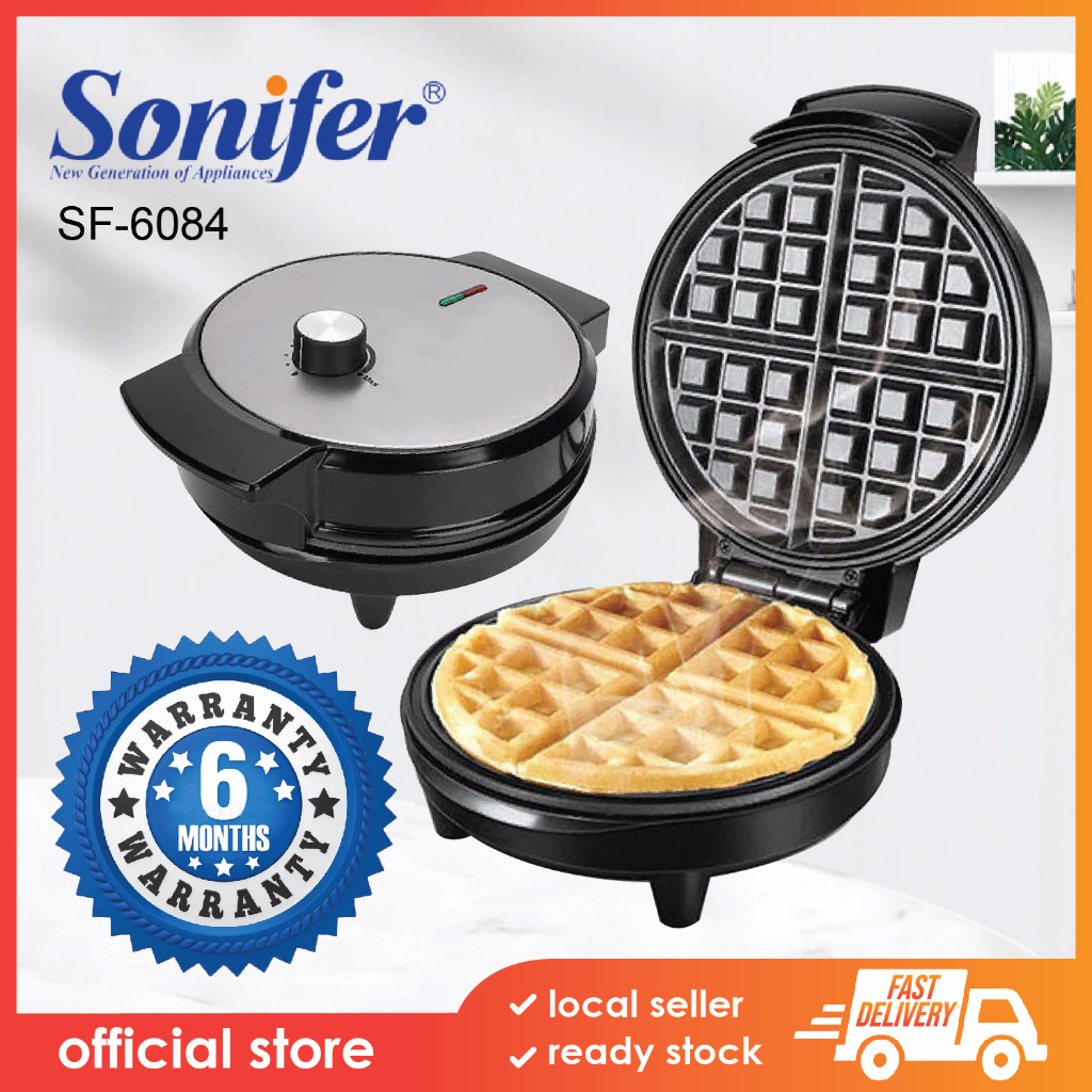 [6 MONTH WARRANTY] SONIFER SF-6084 Waffle Maker Adjustable Temperature Control with Control Knob