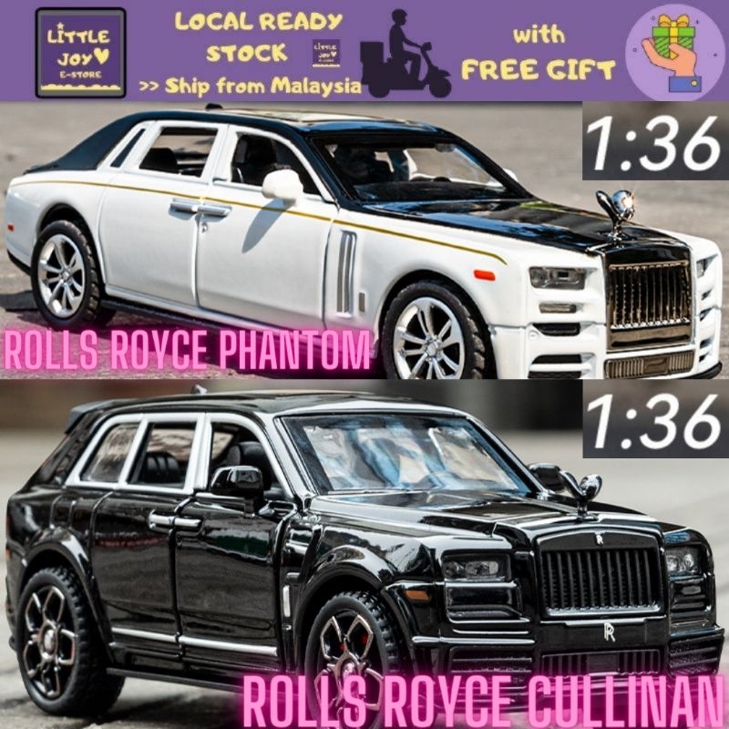 LJS1 Rolls Royce Phantom Cullinan 1:36 Alloy Diecast luxury SUV saloon car Scale Model Toys cake deco kereta mainan 模型