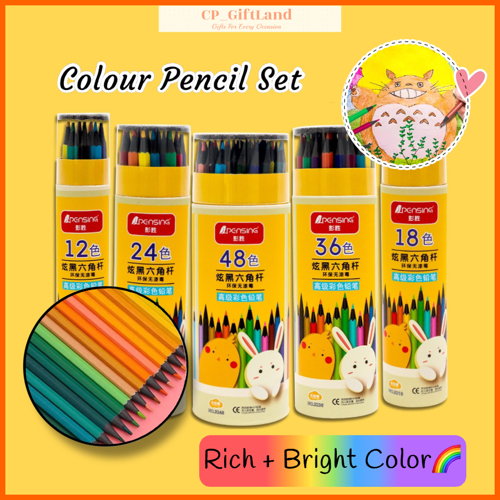 Colour Pencil Set 12/18/24/36/48 Colours Water Colour Pencil School Stationary Pensil Warna Alat Tulis Sekolah 彩色笔