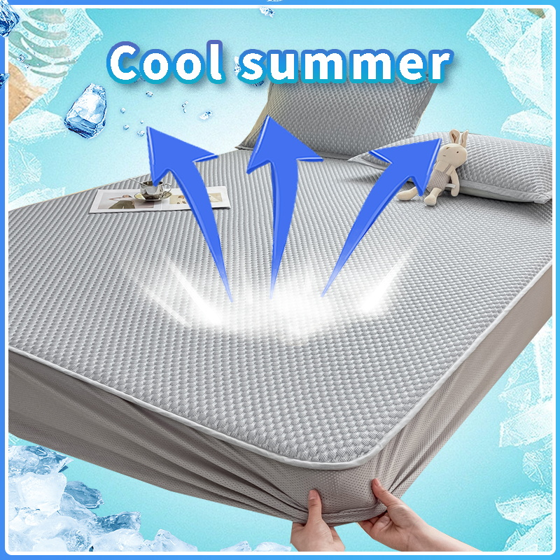 3PCS Cooling Mat Summer Ice Fitted Bedsheet Set Queen/King Set 凉凉垫