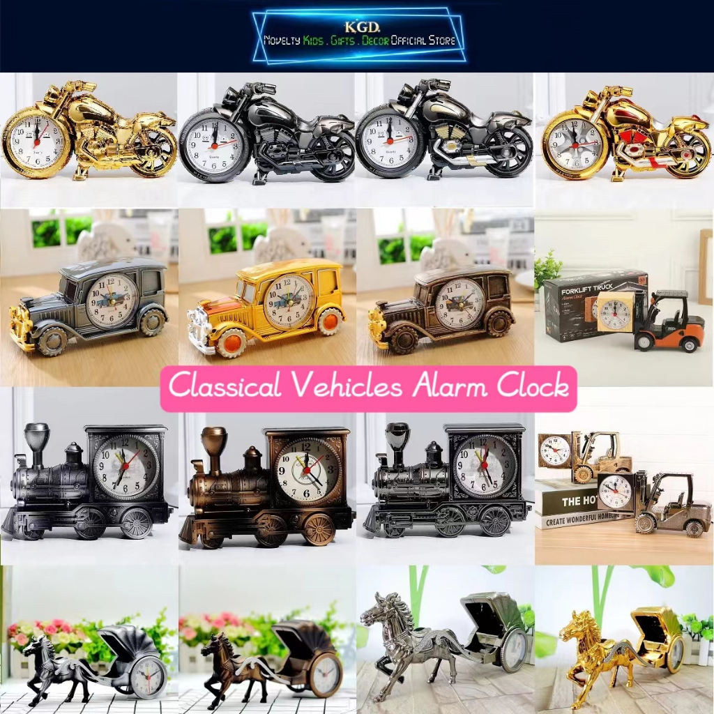 Classic Vehicle Alarm Table Clock Jam Loceng Meja Cute Retro Vintage Antique Comel Birthday Christmas Hiasan Decorations