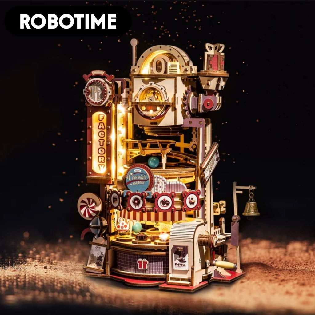 [Local Stock] Robotime-ROKR 3D Wooden Puzzle Adult Puzzle ROKR Chocolate Factory Marble Run 3D LGA02