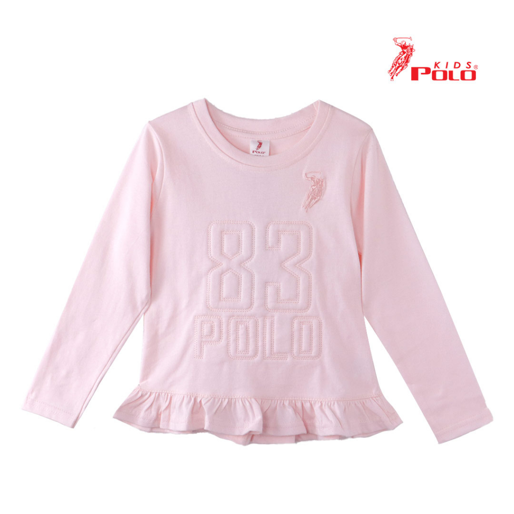 Polo Kids Girl Pastel Long Sleeve Embossed Cotton T-Shirt 02-103336