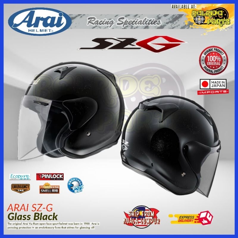 Arai SZG Glass Black Plain Original Japan Motorcycle Helmet