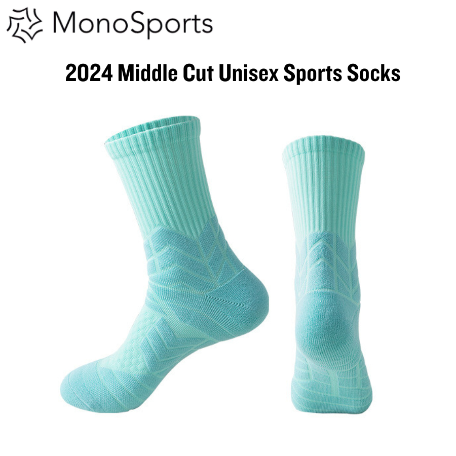 Monosports Premium Mid Cut Compression Sports Socks Basketball Badminton Futsal Football Running Jogging Cycling Sock