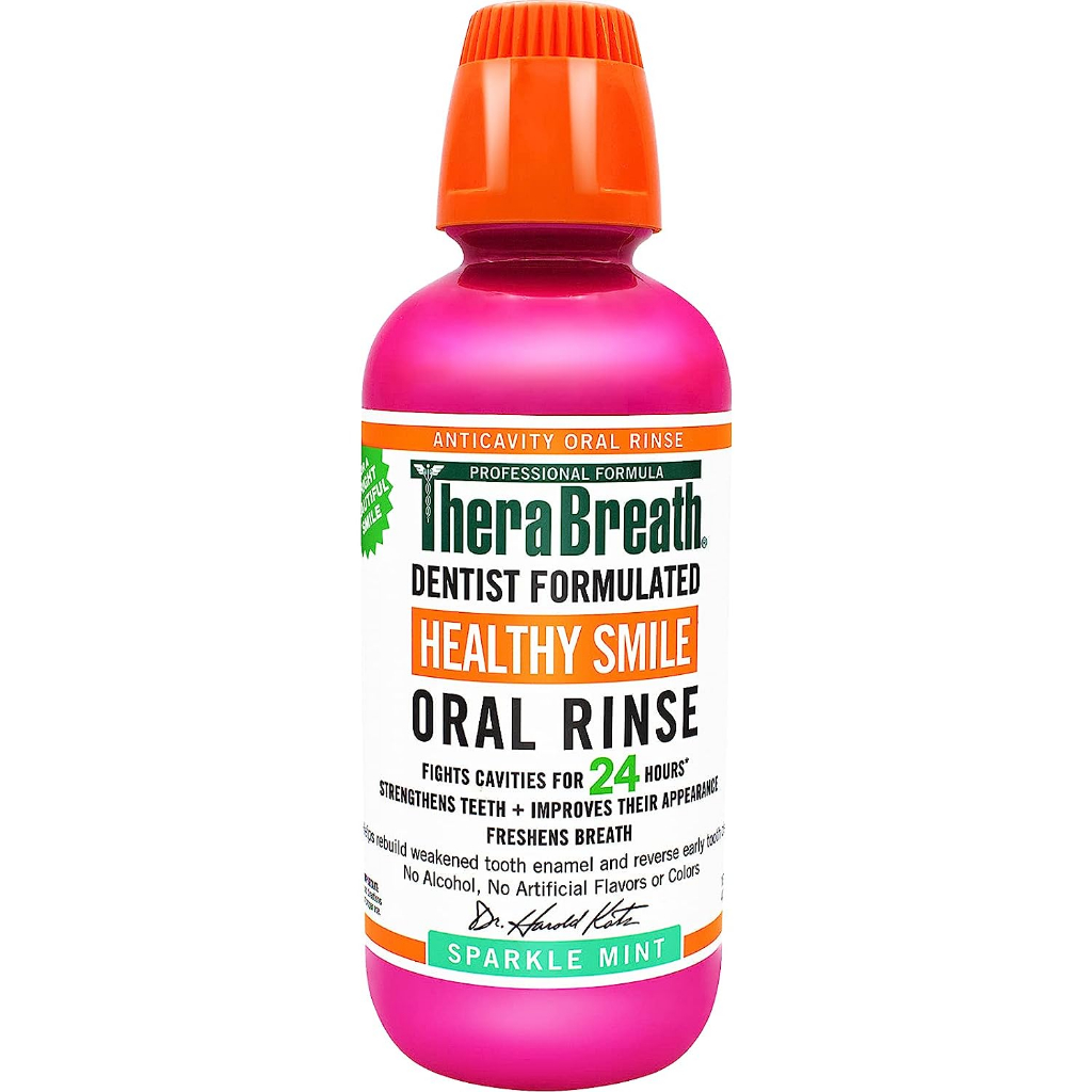 TheraBreath Cavity,Bad Breath Healthy Smile Dentist Formulated 24-Hour Oral Rinse, Sparkle Mint