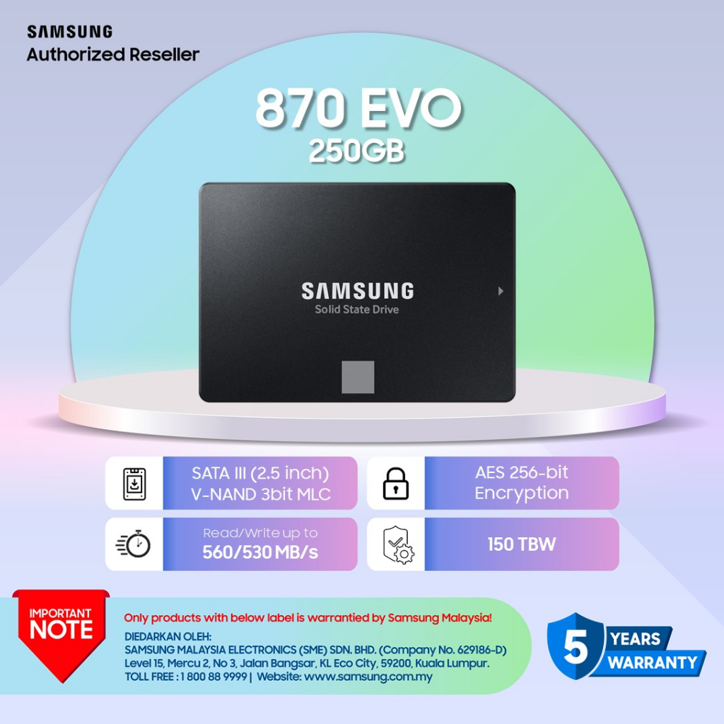 SAMSUNG SSD 870EVO (250GB/500GB/1TB)