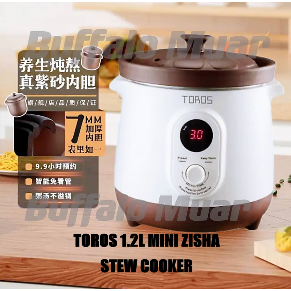 Tiantian BUFFALO TOROS 1.2L Zisha Stew Cooker Stew Pot Natural Zisha Clay (1 Year Warranty) 牛头牌1.2L小紫砂锅慢锅炖汤锅（1年保家）