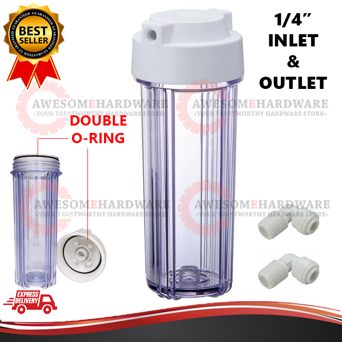 (1/4" RO HOUSING) 10" DOUBLE O-RING CTO WATER FILTER BUNDLE WITH PP CARTRIDGE OR CARBON OR CERAMIC RO HOUSING