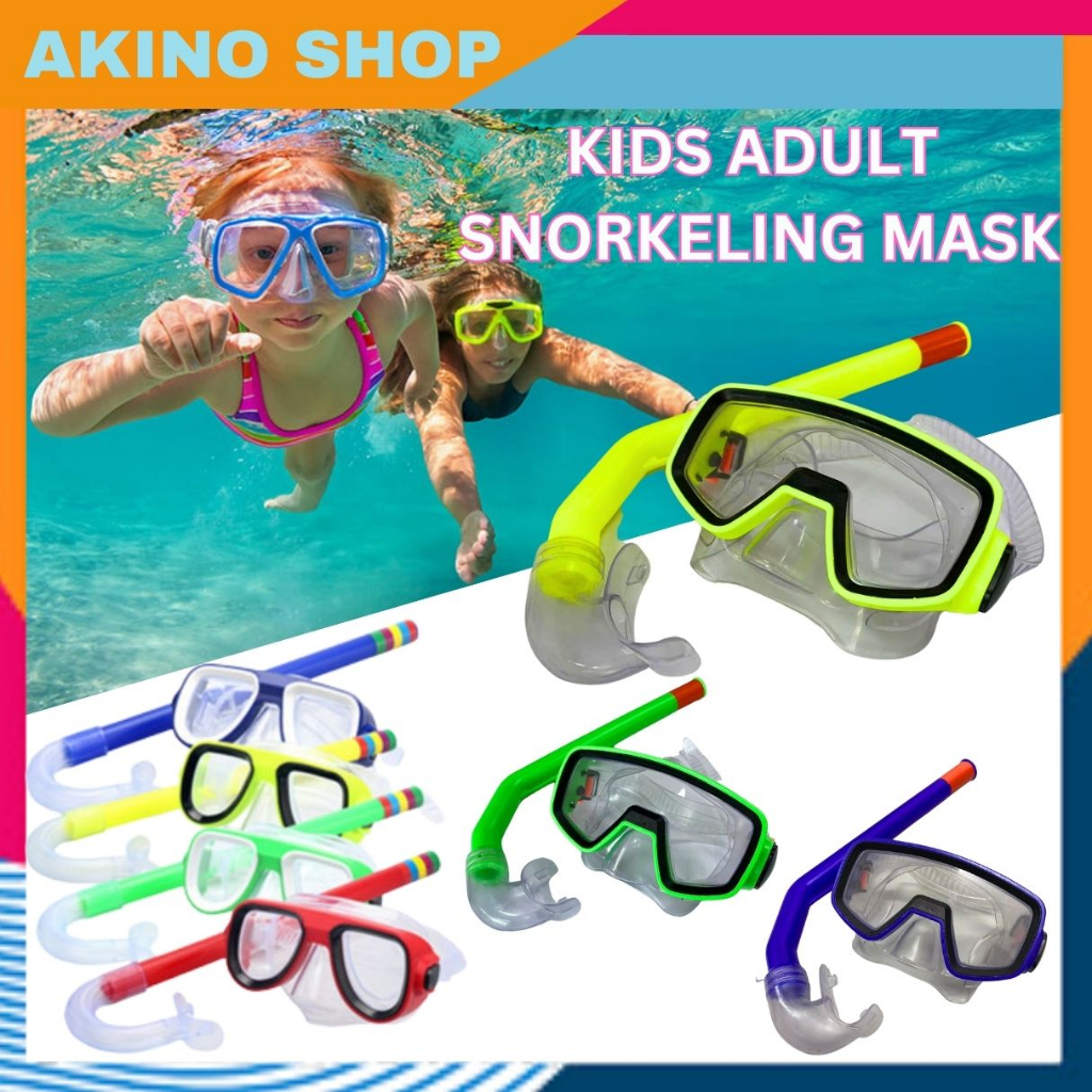 Ready StockKids Adult Diving Goggles Snorkeling Mask Adjustable Waterproof Anti-fog UV Protection Wide Vision Diving