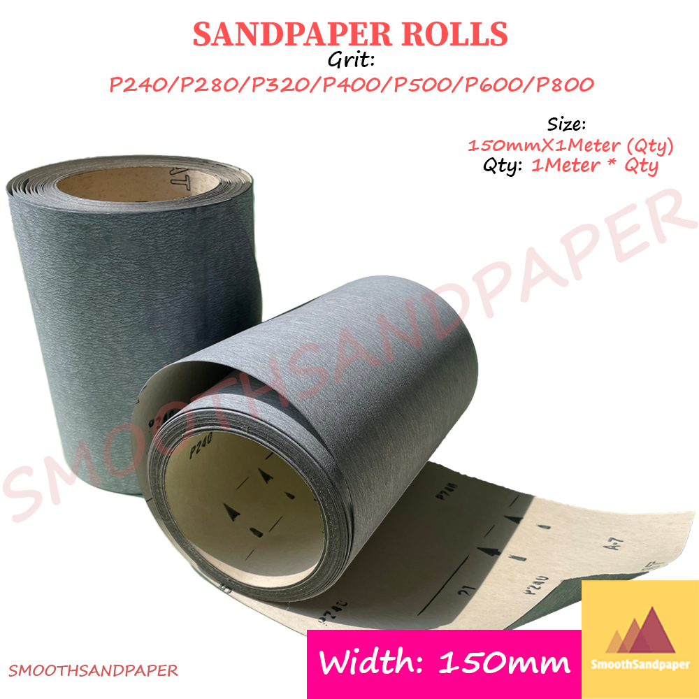 Sandpaper Roll Silicon Carbide (Grey) Kertas Pasir (Kelabu) Amplas 150mmX1Meter 木工铁工砂纸卷