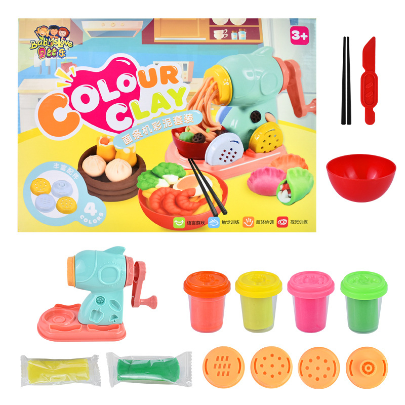 Clay Toy Plastersin Set Playdough Set Toys For Kids Pretend Playset Noodle Maker Mainan Kanak-kanak Budak Perempuan