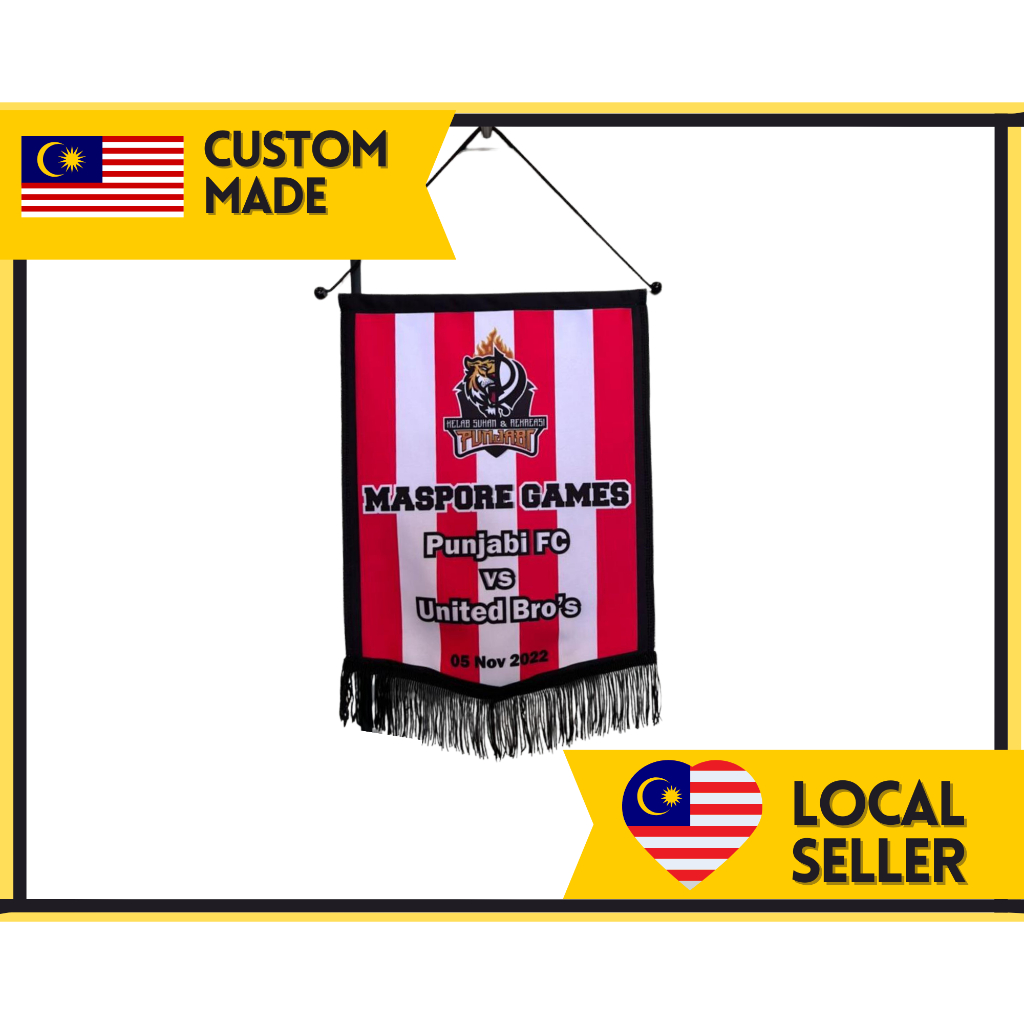 Pennant Flag | Pendant Flag |printing sekolah kelab fc sports|Customize|custom made| logo deisgn|souvenir|cenderahati