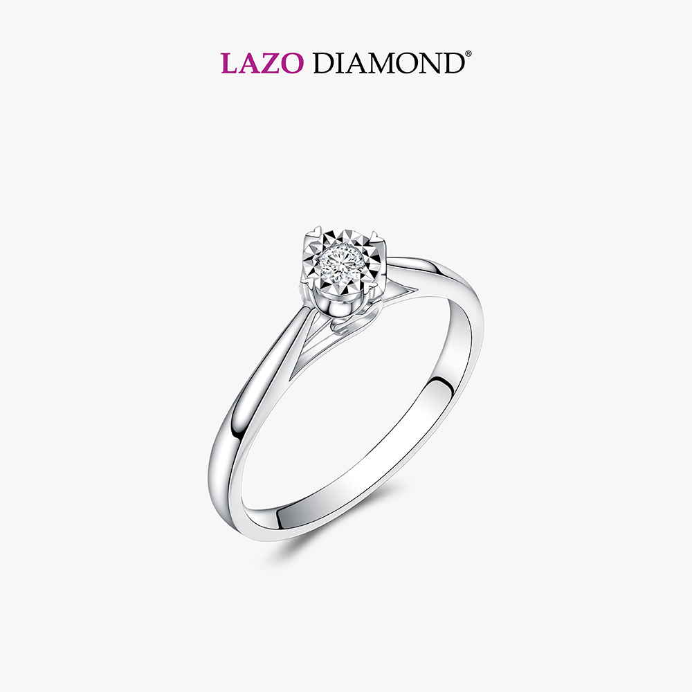 LAZO DIAMOND Love Mark Miracle Solitaire Diamond Ring in 9k White Gold