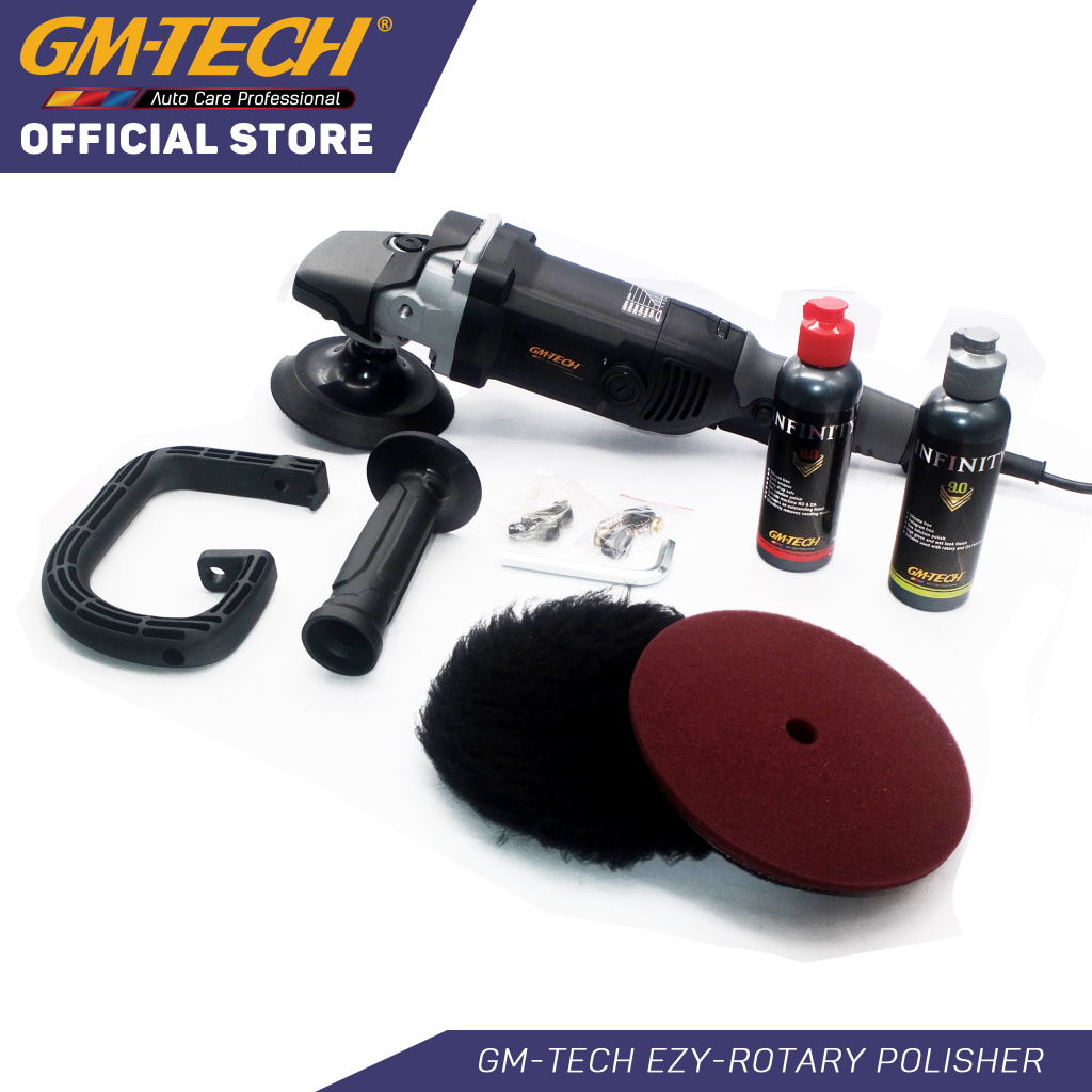 GM-TECH EZY ROTARY Polisher 1650W 5" 125mm Set Heavy Duty Professional DIY Car Polisher with Polishing Pad