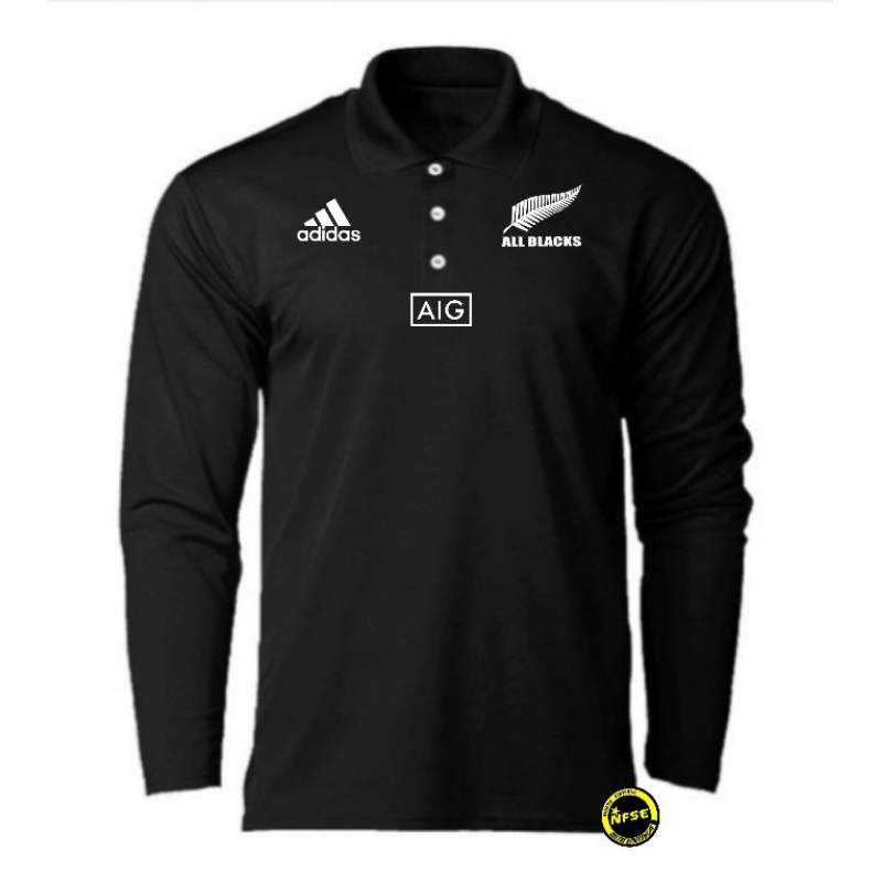 All Black Travel Jersey DX1 | Rugby long sleeve Polo | Baju Berkolar | Rugby | Baju Official