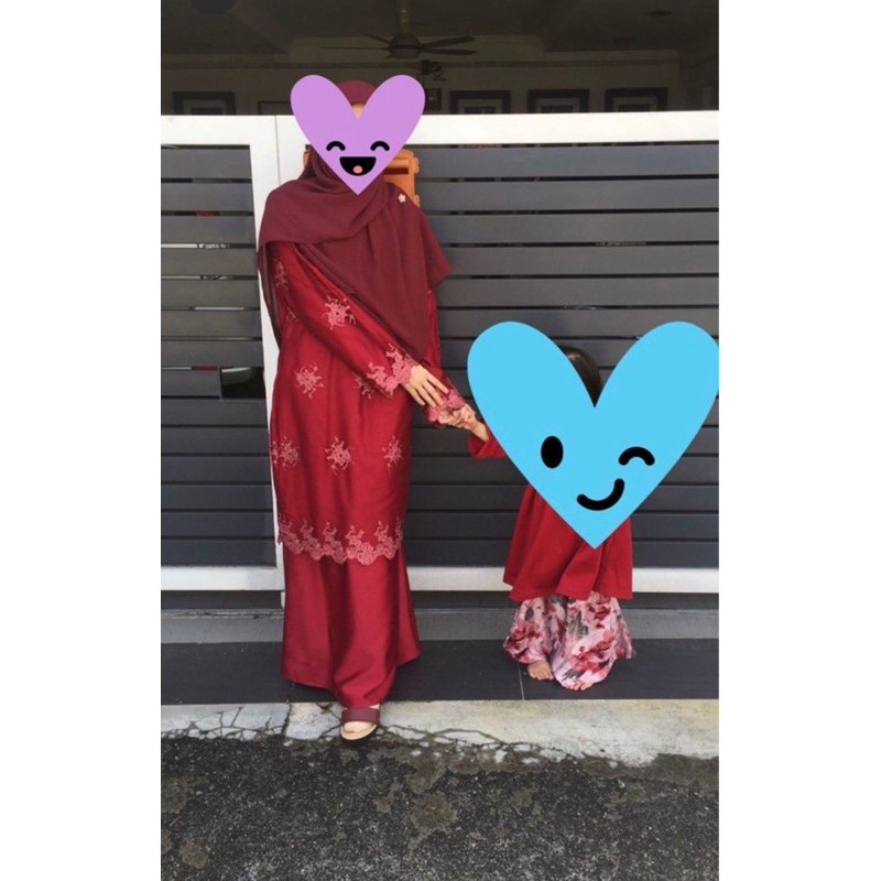 [Preloved] Baju Kurung Moden Maroon Lace