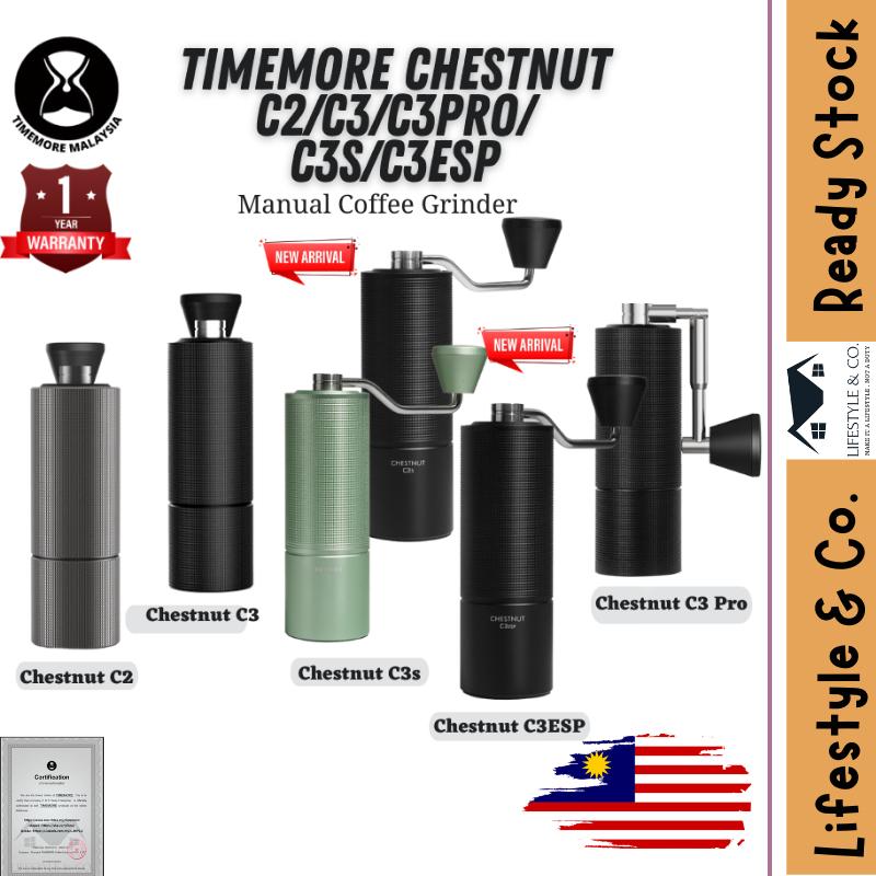 READYSTOCK TIMEMORE - Chestnut C2/C3/C3 Pro Coffee Manual grinder double bearing