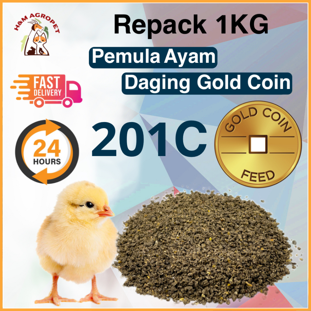 GOLD COIN 201C Dedak Makanan Penggemuk Anak Ayam Kampung Halus dan Burung 202P Bird Feeder Chicken Feed 鳥雞飼料