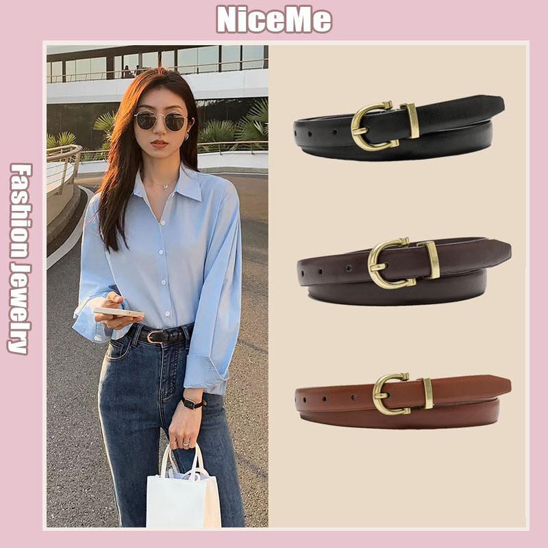 Retro Belt Simple And Versatile Thin Belt Korean Jeans Belt Women's Decorative Belt Non-porous Belt 腰带