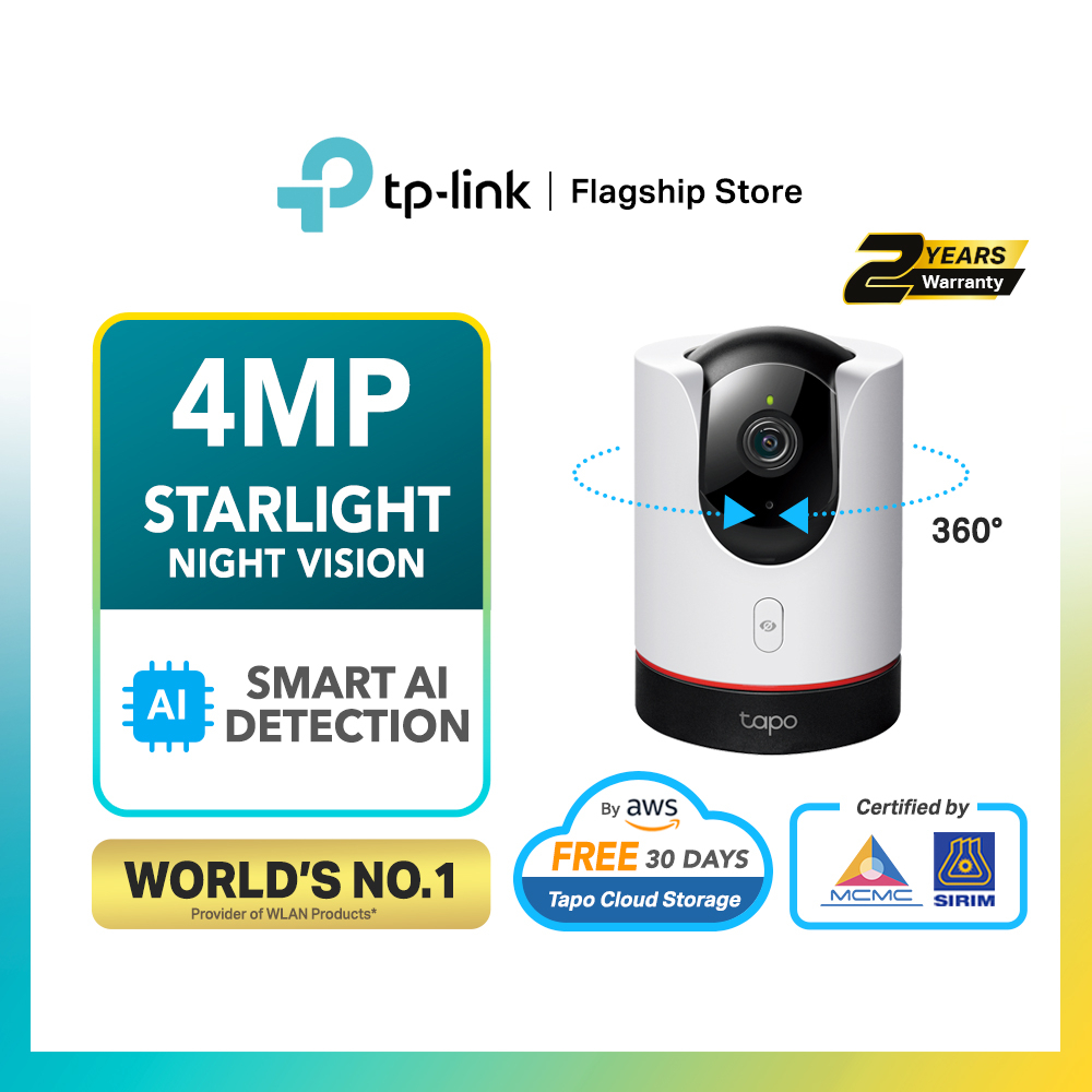 TP-Link 4MP/2K Security AI CCTV With Smart Detection and Notification Wifi & Wireless Home IP Camera Pan/Tilt Tapo C225