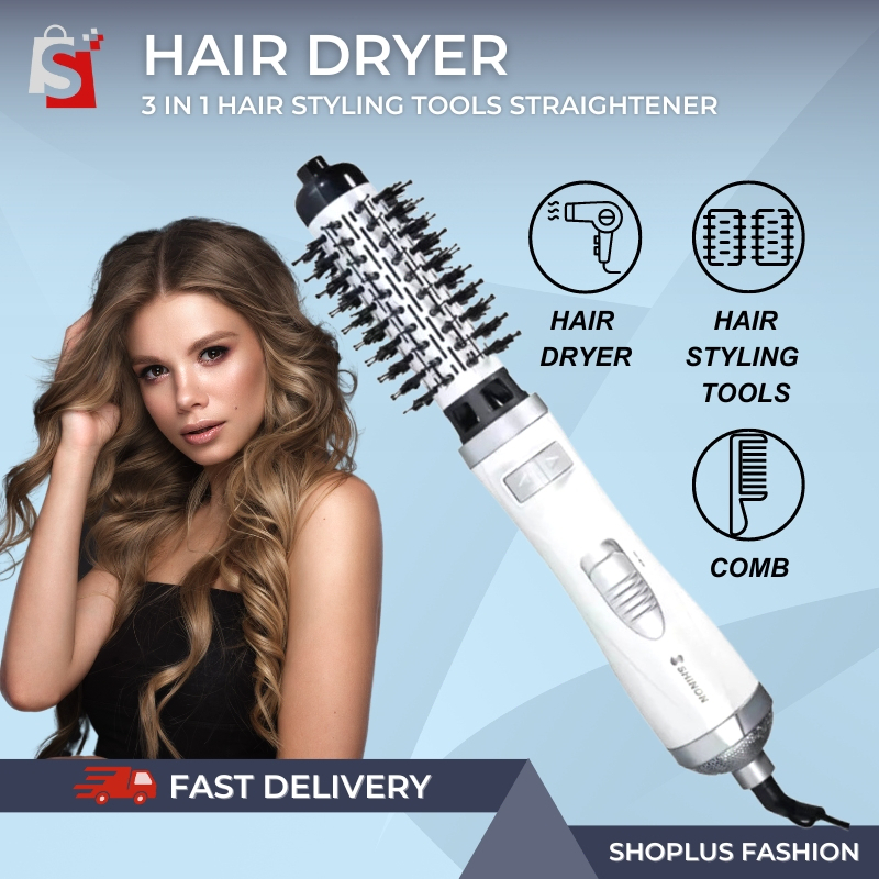 【SHOPLUS】Auto Rotating Hair Dryer Brush Hair Curling Iron Curler Curls Hair Waves Women Fast Heating Electric ES901