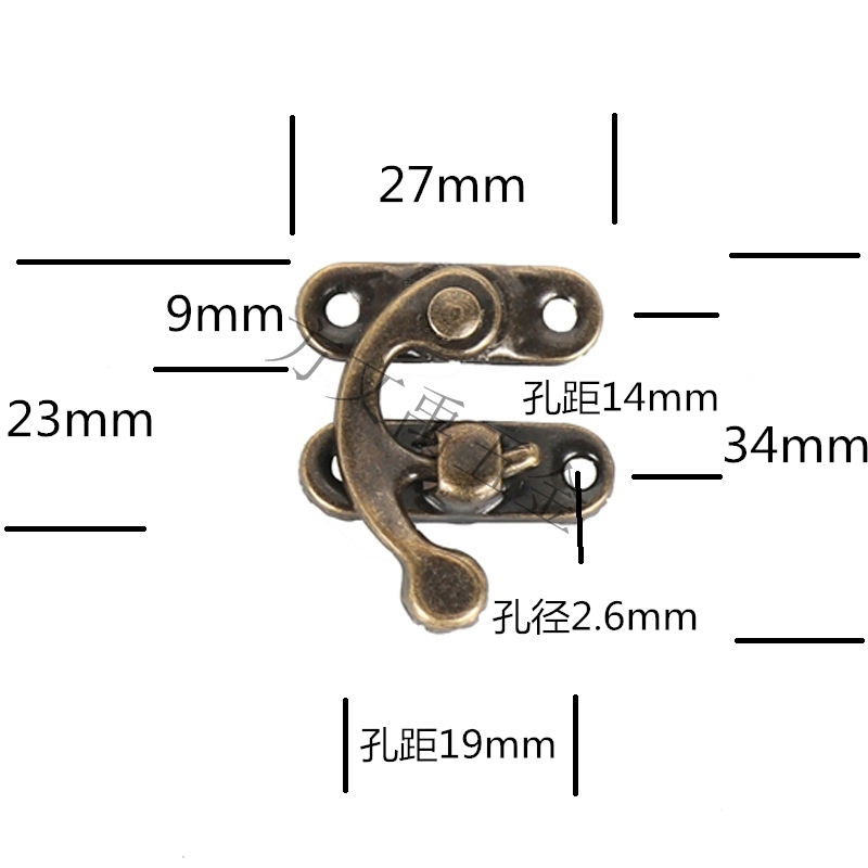 Antique Metal Catch Curved Buckle Horn Lock Clasp Hook jewelry box padlock Hinge/Lock accesories/ 锁扣牛角锁牛角扣箱扣