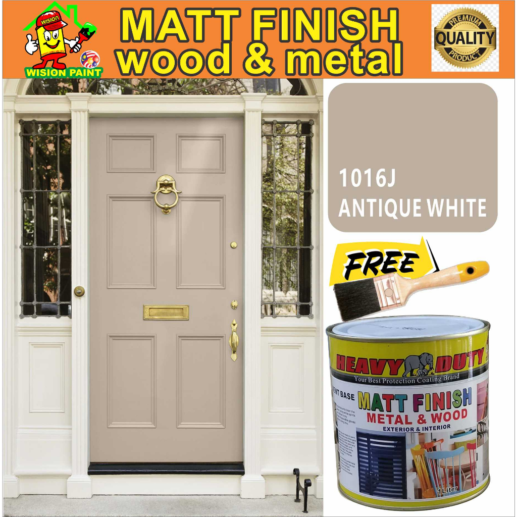 1016J ANTIQUE WHITE / MATT FINISH HEAVY DUTY ( 5L ) (FREE 1.5" BRUSH ) HIGH ENAMEL PAINT FOR WOOD / METAL