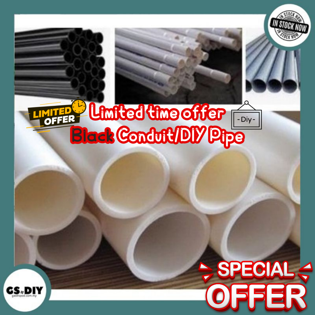 ️BLACK/White 6.5FT Conduit PVC Wiring Pipe DIY Pipe Sirim StandardKonduit PaipHome, Electric, Wiring home DIY Projek