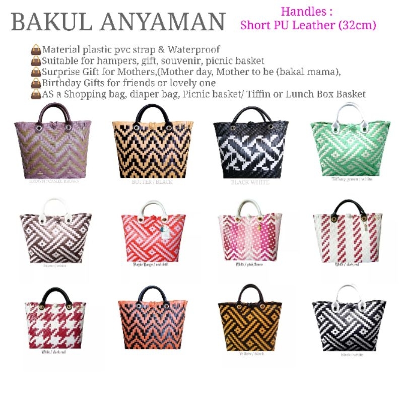 BAKUL ANYAMAN SARAWAK (POPULAR DIJUAL OFFLINE) TOP HANDLE BAG ( M SIZE) MEDIUM SIZE BY KAK SHA HANDMADE CRAFT