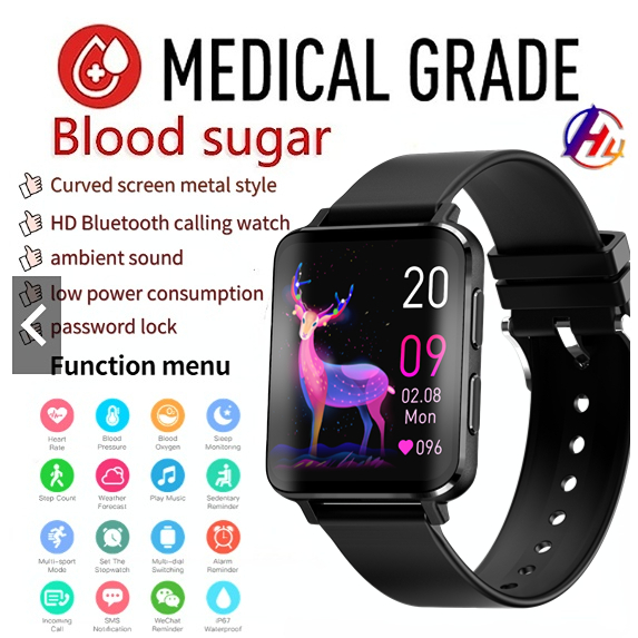 XIAOMI NEW 2024 Blood Glucose Smart Watch Curved Screen Bluetooth Call Men Custom Watch Face Calculator Women Sports Smart Watch