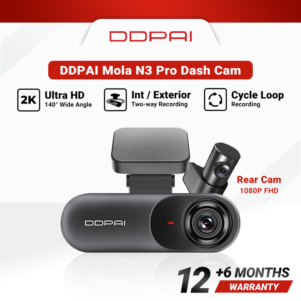 DDPAI Mola N3 Pro Front and Rear 1600P HD GPS Vehicle Drive Auto Video DVR Dash Cam 100% Original