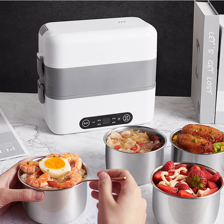 🔥READY STOCK🔥🇲🇾 Smart Electric Lunch Box Heating Double Layer Stainless Multifunctional Mini Rice Cooker