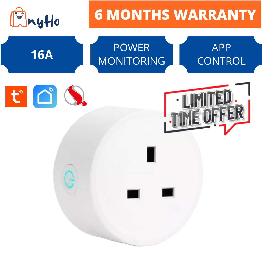 SMART WORLD Smart Plug 16A with Power Monitor Tuya WiFi Socket Adaptor Outlet Smart Life APP Voice Timer Google Home