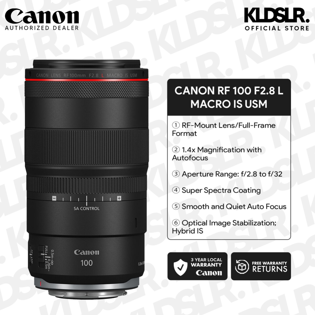 Canon RF 100mm F2.8L Macro IS USM Lens (3 Years Canon Malaysia Warranty)