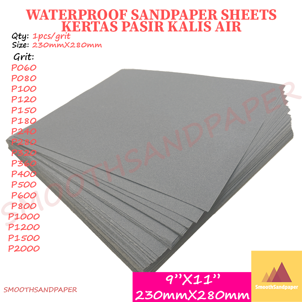 [Ready Stock] Waterproof Sandpaper 9"x11" P060-P2000 | Kertas Pasir Cat Kereta, Kayu, Logam | 防水砂纸 汽车木工 image 4