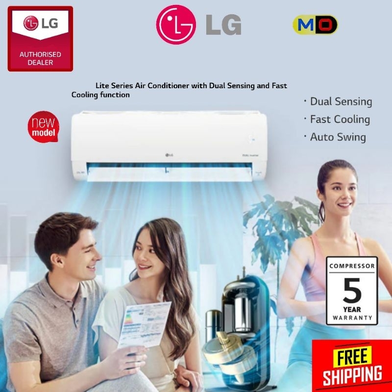 LG Lite Series Non Inverter Air Conditioner Wall Mounted 1.0HP/1.5HP/2HP  Air cond S3-C09/12/18HZCAA