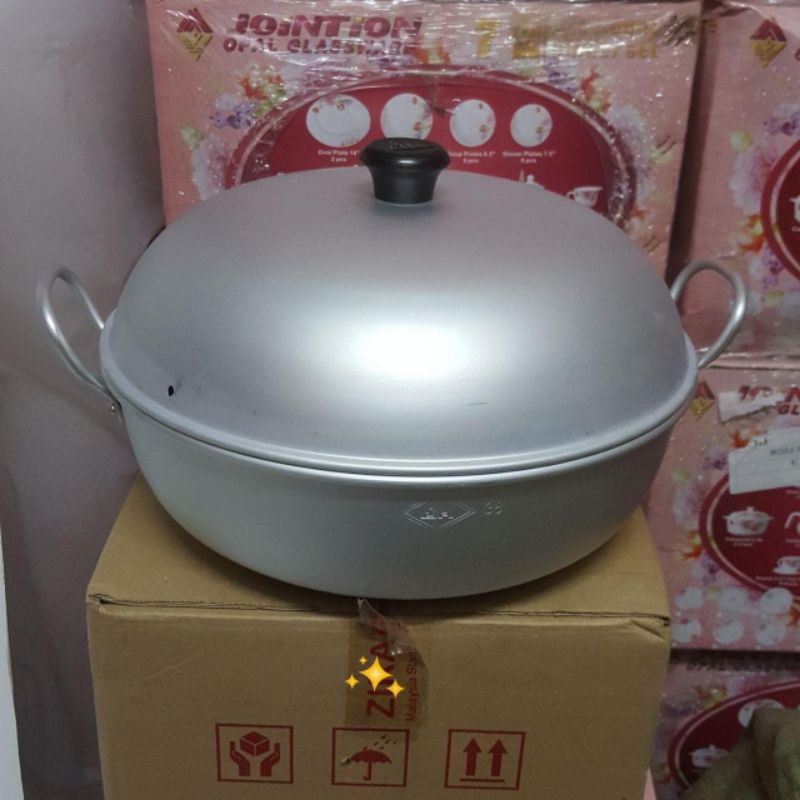 [ 36cm 40cm 44cm 48cm ] PERIUK INDIA ADA PENUTUP Kuali Donut Tebal Kuali Donut Besar Kuali Donut Original Thailand