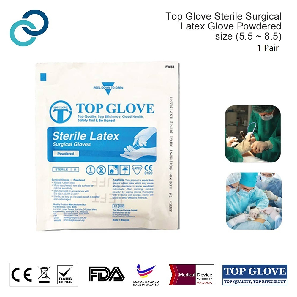 Top Glove Sterile Surgical Powdered Latex Glove 1 Pair