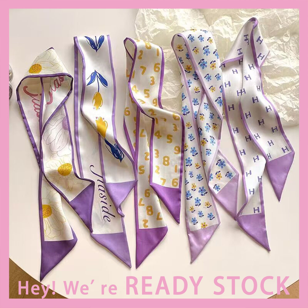 Gift Raya Red Purple Silk Scarf Tie Wrap Handle Silk Scarf Ladies Ribbon Scarf Decoration H-001-K