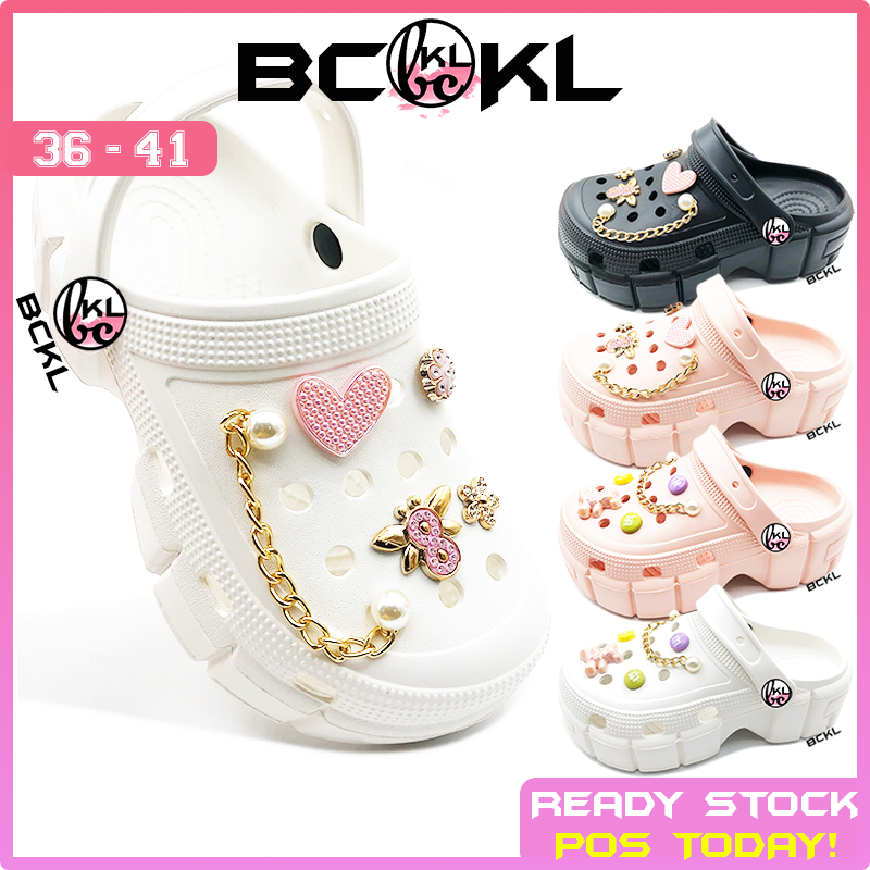 【 BCKL 】Women's Love & Bear Shoes | Trendy Fashion Cartoon Height Increase Twins | Kasut Wanita Perempuan Clog