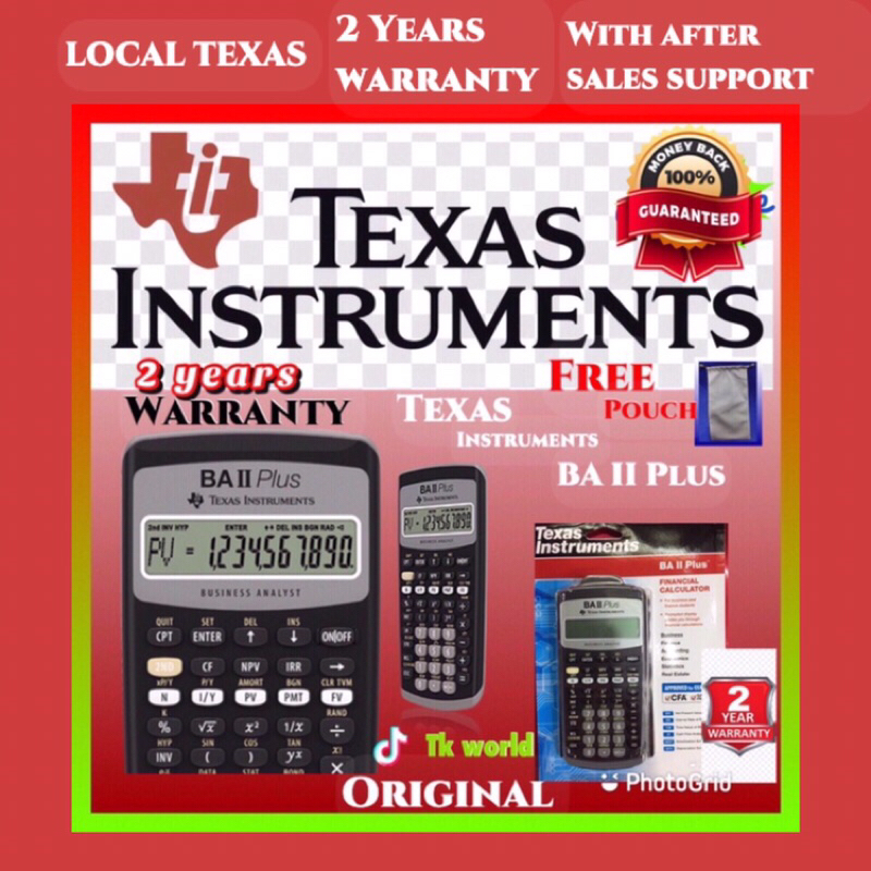 Texas BAII plus financial calculator ti-authorised reseller/dealer 2 years warranty’s